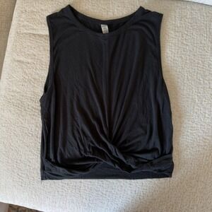 Alo Yoga Tank Top Medium Black Twisted Front Cropped Tank